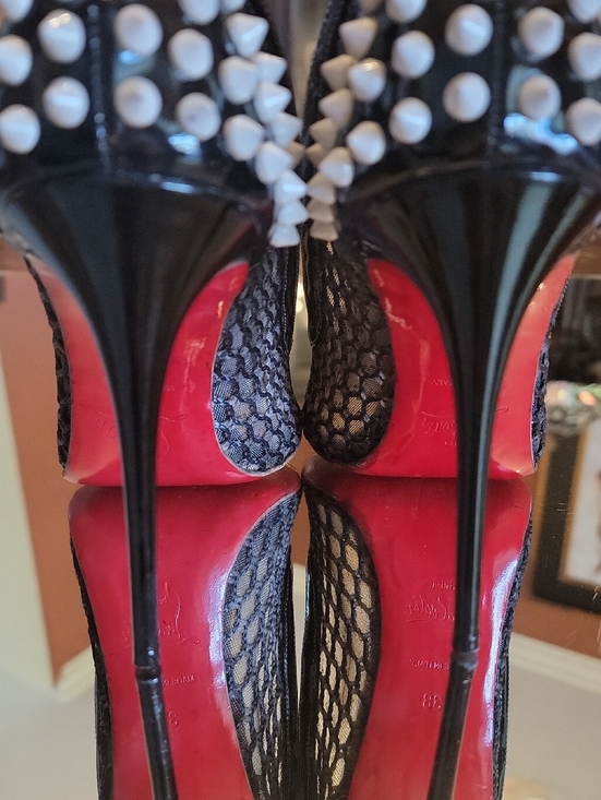 Christian Louboutin Guni Pump Black Patent Leather,Net With White Spikes 100 main image 10
